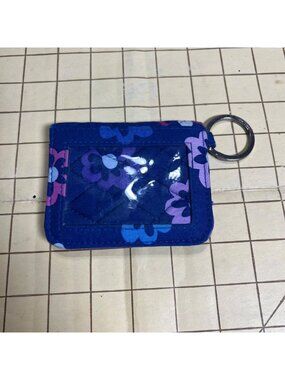 Vera Bradley Floral Coin Wallet With Keyring & ID Window - Quilted Cotton - Blue